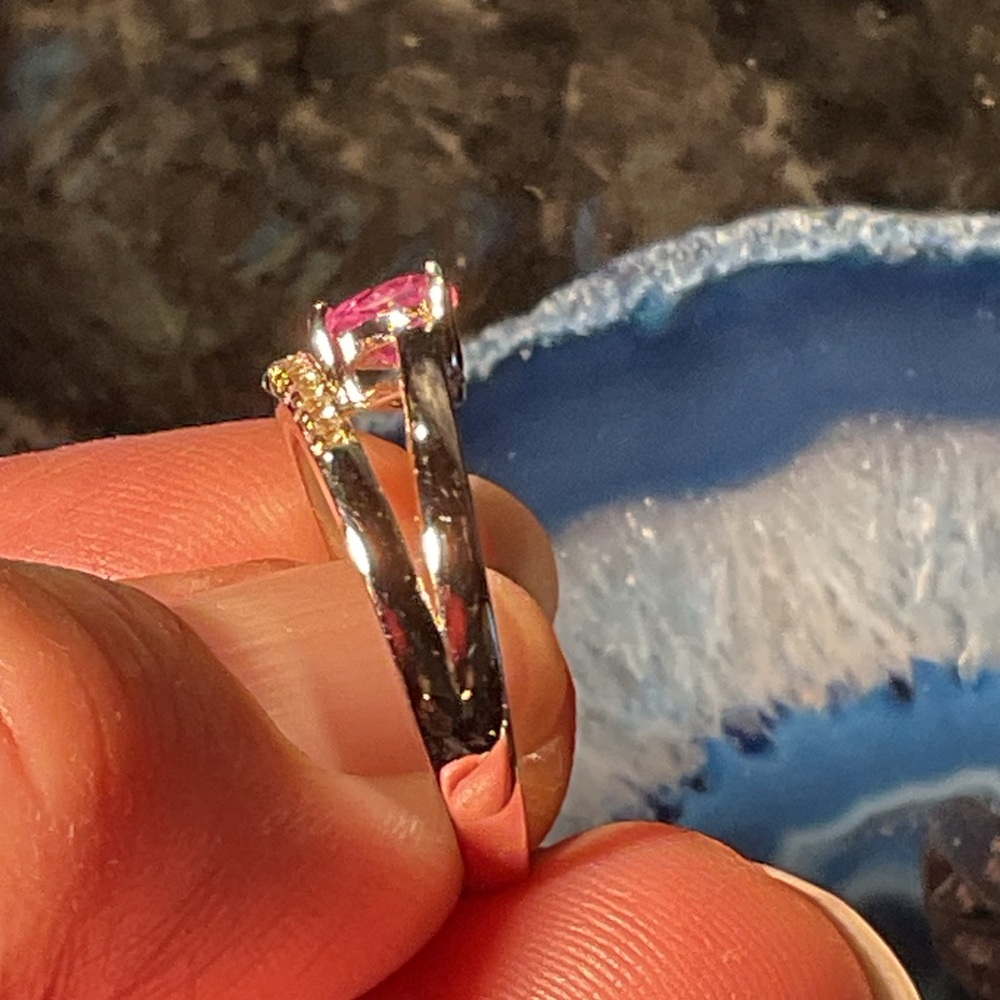 Pink Heart Ruby .925 Silver Ring - Picture 3 of 8
